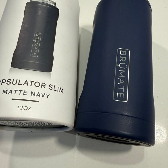Brumate Hopsulator Slim Can Cooler Tumbler 12 oz Drink Holder Matte Navy Blue - Picture 3 of 6